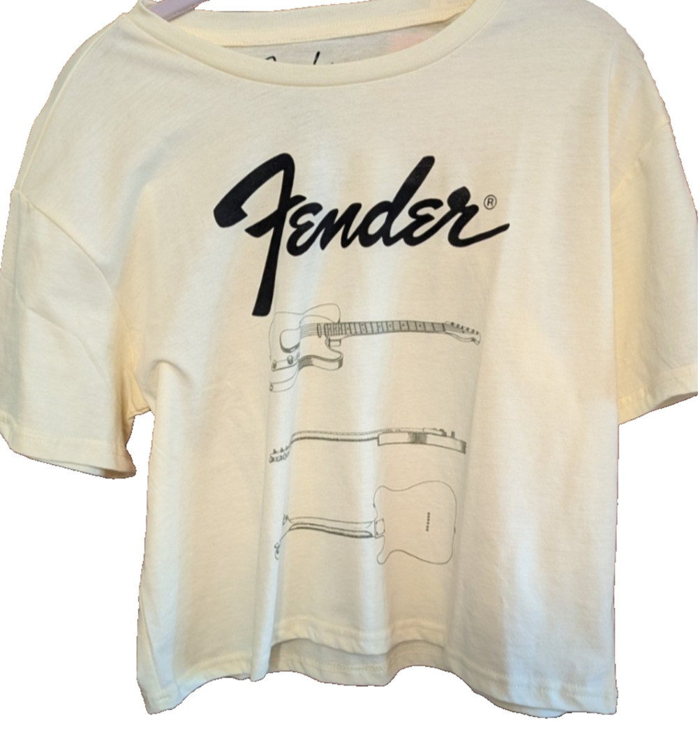 Fender Women's Short Sleeve T-Shirt Pale Yellow LARGE NEW NWT